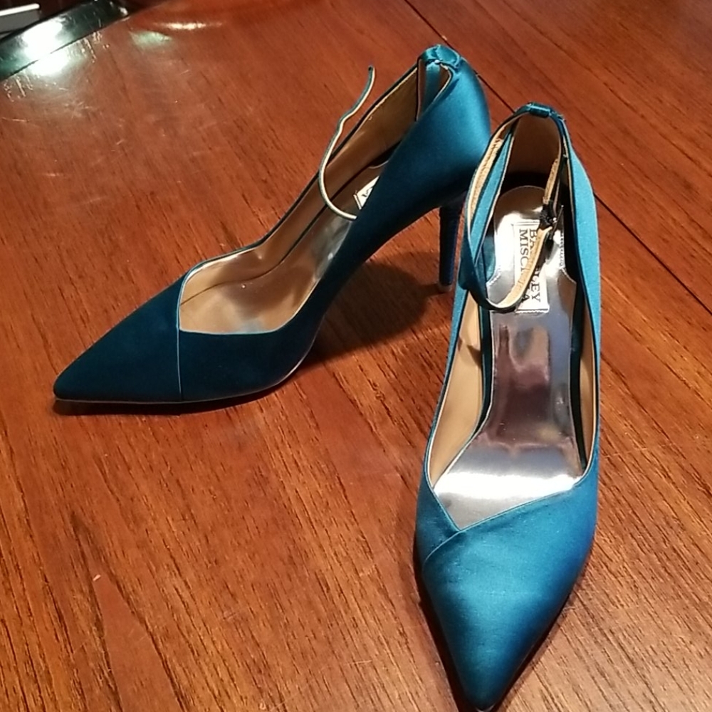 Badgley Mischka Livia Satin Pumps Teal 11M